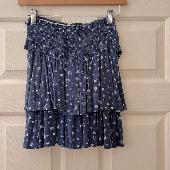 WHITEROOM + CACTUS Double Layered Mini Skirt Smocked Waist Tie Belt Medium - Picture 5 of 11